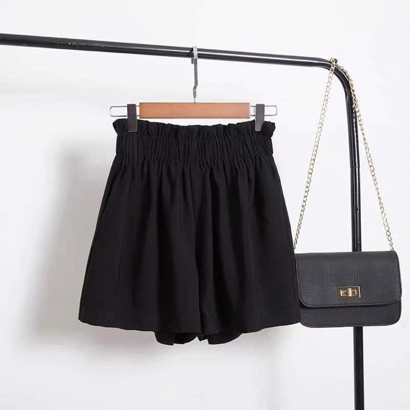 Quần short nữ ulzzang bigsize ống rộng cạp cao đẹp cao cấp co giãn cá tính QU150