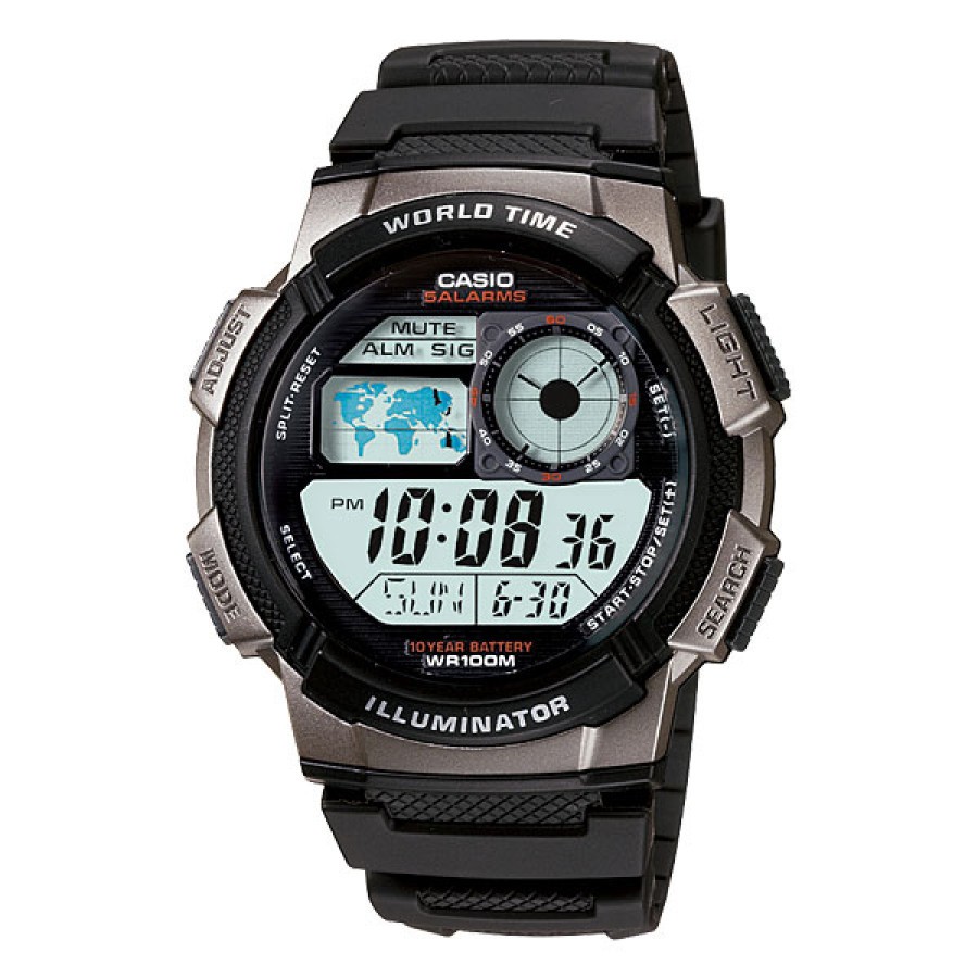 Đồng hồ nam Casio Standard thể thao, điện tử giá rẻ - Dây cao su, chống nước 200M (AE-1000W-1AVDF)