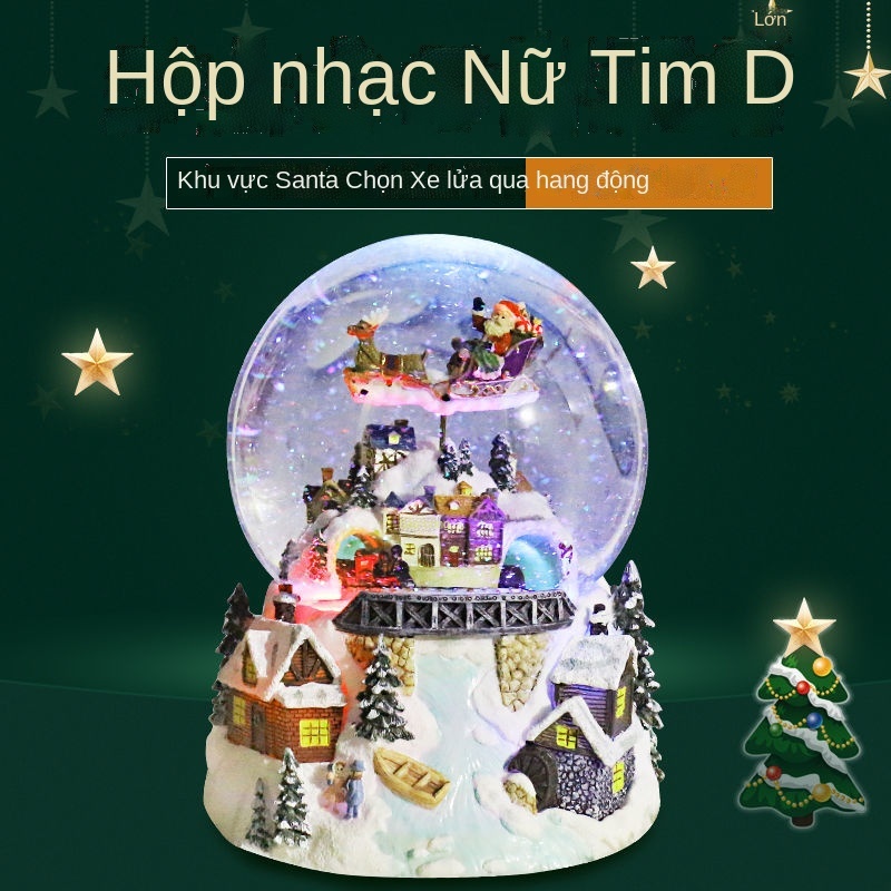 Cái mớiGiáng sinh Tuyết Quả cầu pha lê Hộp nhạc Hộp nhạc Bạn gái Kết hôn Công chúa Phòng trẻ em Lắp đặt Quà tặng sinh nh