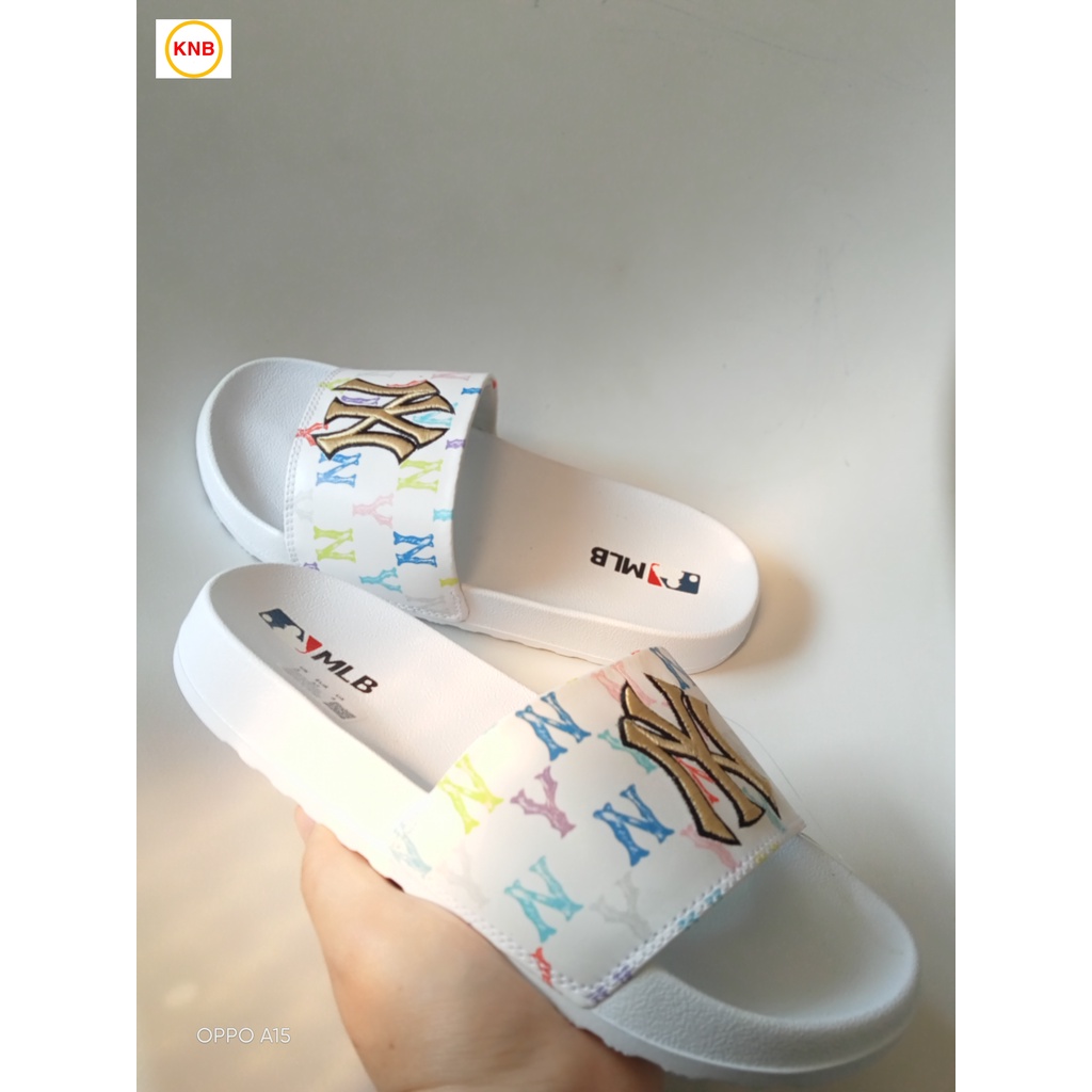 Dép Quai Ngang MLB NY ❤️ Freeship + Hộp ❤️ dép mlb bóng chày quai ngang thể thao nam nữ Thêu nổi đế IP NY Hàng Đẹp