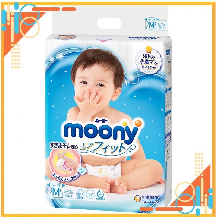 Lẻ 5 Miếng Tã Dán/Tã Quần Moony Sơ Sinh Nội Địa Dùng Thử Cho Bé Các Size Newborn, S, M, L, XL Bỉm Mẹ Bắp Online