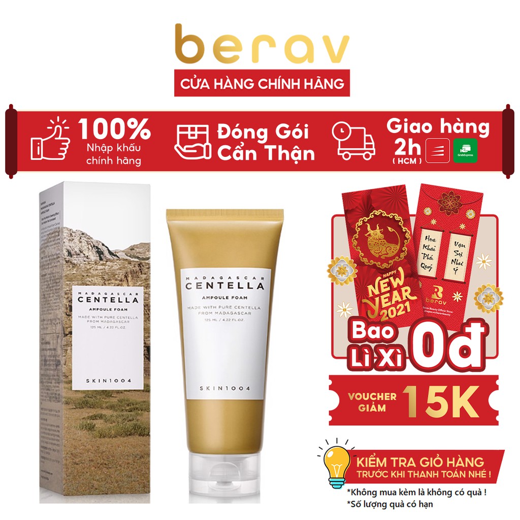 [Mã FMCGMALL -8% đơn 250K] Sữa Rửa Mặt Rau Má SKIN1004 SKIN1004 Madagascar Centella Ampoule Foam Cho Da Nhạy Cảm 125ml