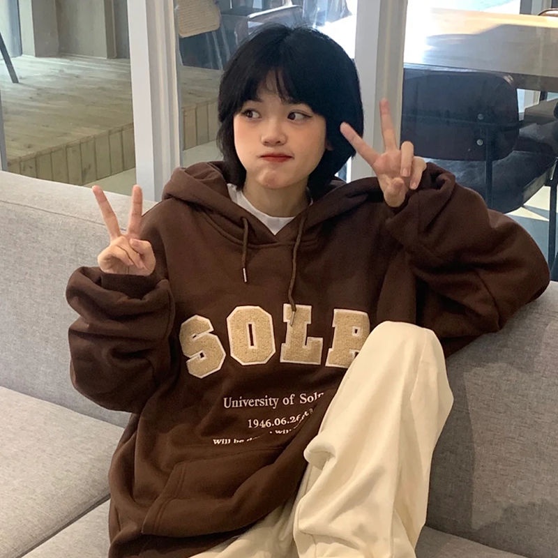 Áo hoodie dáng rộng phong cách Hàn Quốc 2021 mới