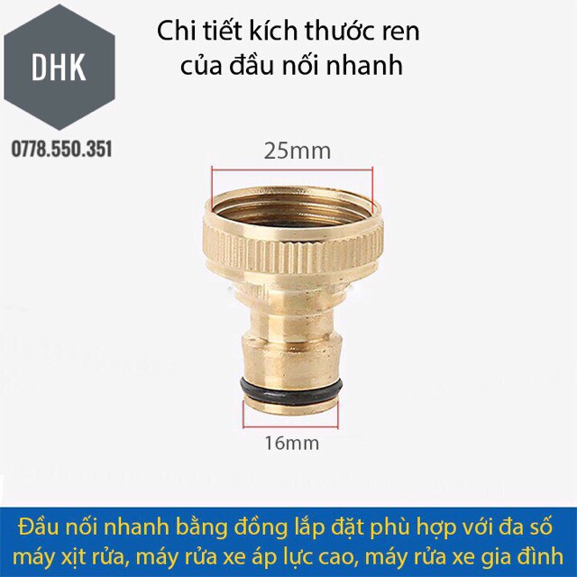 Đầu nối vào bằng đồng - Đầu hút nước vào cho máy rửa xe áp lực cao, máy xịt rửa cao áp