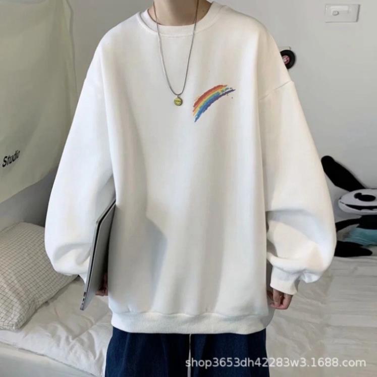 Áo Swerater, Áo Nỉ Bông In Hoạt Tiết Cầu Vồng Forrm Rộng unisex_Cò Shop Vạc New