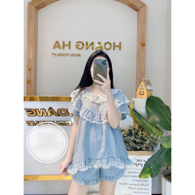 BỘ ĐỒ MẶC NHÀ TIỂU THƯ BÁNH BÈO PHỐI REN CAO CẤP