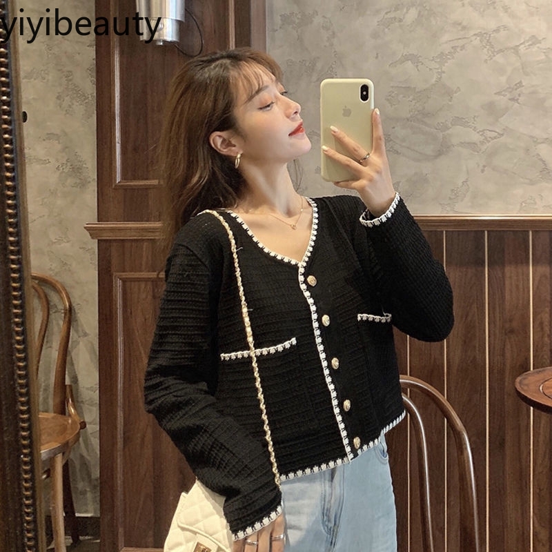 Áo dệt kim cổ V dài tay phong cách Hàn Quốc xinh xắn cho nữ | BigBuy360 - bigbuy360.vn