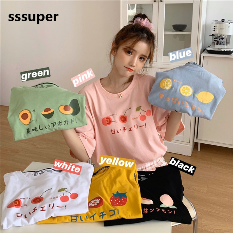 T-shirts new fashion wild Fruit printing casual ulzzang high quality