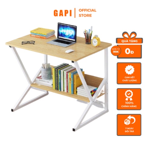 Bàn Làm Việc Thông Minh GAPI Kèm Kệ Sách Khung Sắt Chân Chữ K Sơn Tĩnh Điện Chống Han Dỉ - GM18
