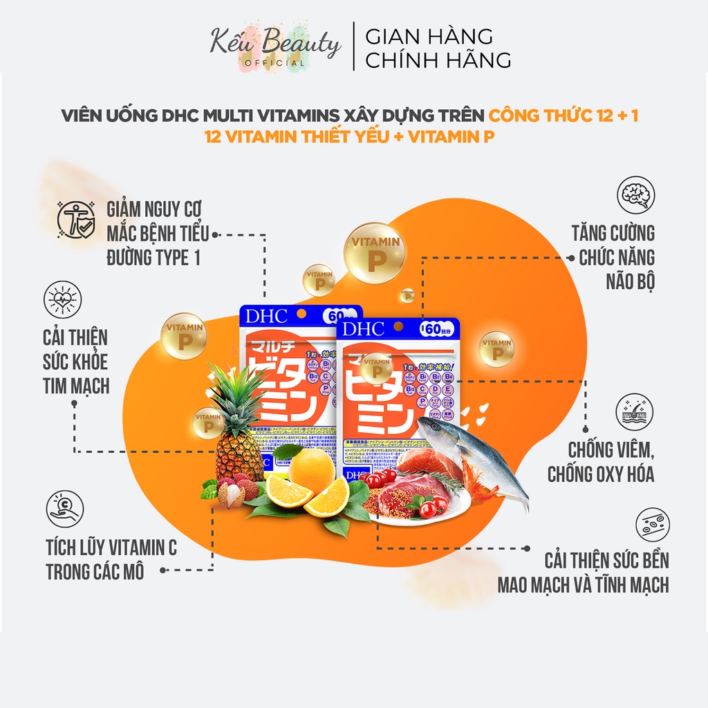 Viên Uống DHC Bổ Sung Vitamin Nhật Bản 30 ngày Vitamin C,B,E,Biotin, Rau Củ, Kẽm, Collagen, Khoáng, Trắng Da, Thon Đùi