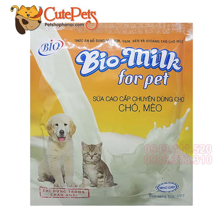 Sữa cho chó mèo Bio Milk 100g Sữa bột dinh dưỡng cho thú cưng - CutePets Phụ kiện chó mèo Pet shop Hà Nội