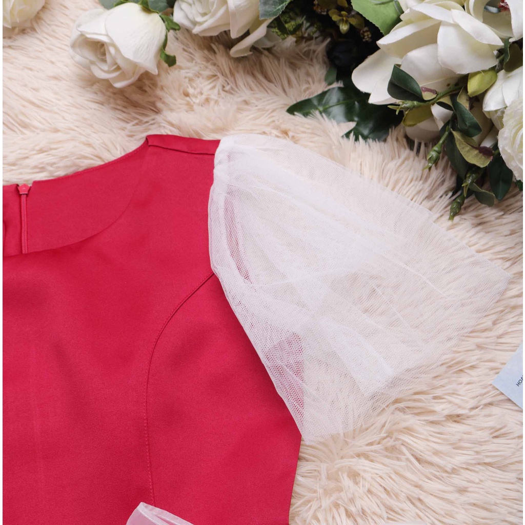 Đầm đỏ dự tiệc dáng xòe thiết kế xinh tôn dáng sáng da cho nàng chân ngắn hợp đi tiệc đi chơi - Thời trang Lux W | BigBuy360 - bigbuy360.vn