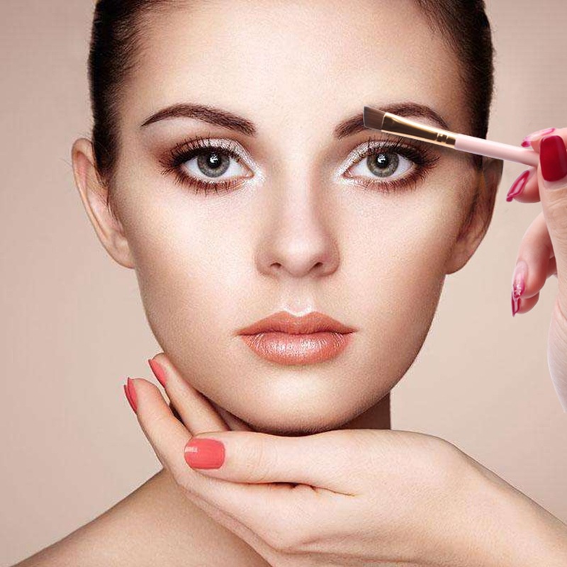 Cọ Đôi Chải Lông Mày Góc Nghiêng Và Cọ Trang Điểm Làm Săn Chắc Góc Mỏng