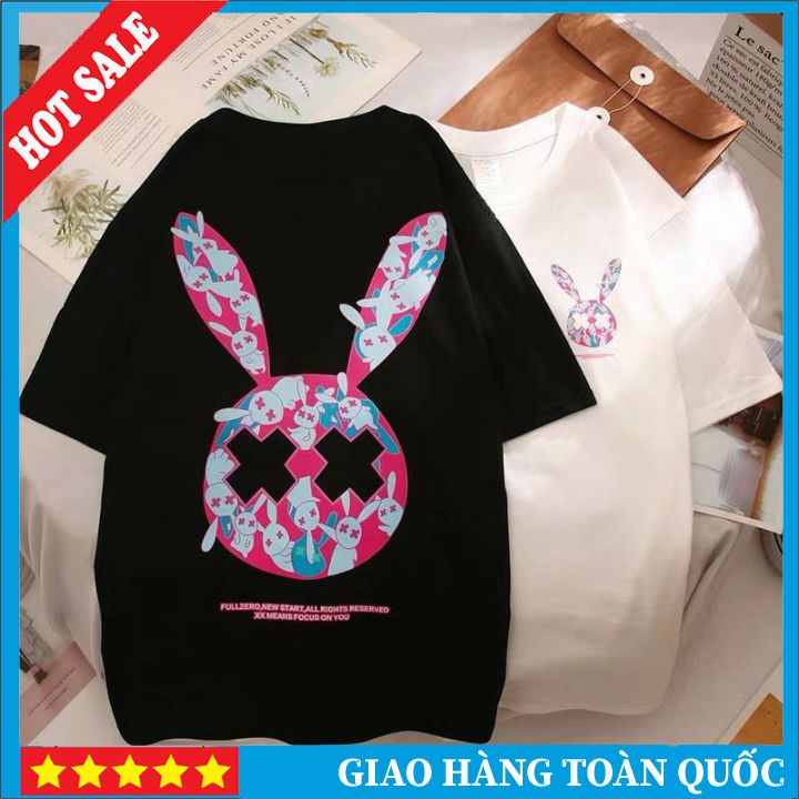 Áo Thun Tay Lỡ Unisex Form Rộng, Áo Phông Nam Nữ Bad Rabit 2 Màu Đen Trắng Co Giãn 4 Chiều (Bigsize Trên 100kg)