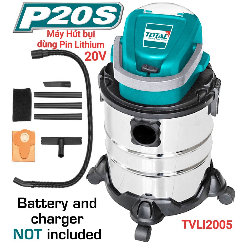 Máy hút bụi 20L dùng pin Lithium‑Ion 20V TOTAL TVLI2005-KHÔNG KÈM PIN VÀ SẠC