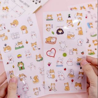 Set 6 tấm sticker chó shiba Nhât bản