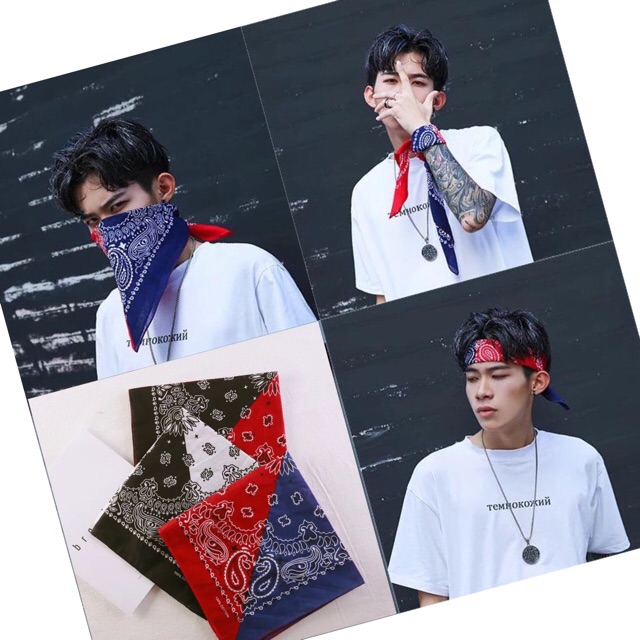 Khăn bandana 2 màu khăn hiphop cá tính