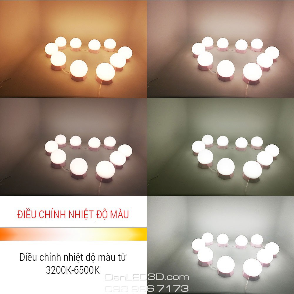 Dây Đèn LED Bàn Trang Điểm 5 Chế Độ Sáng Dài 4.5 Mét