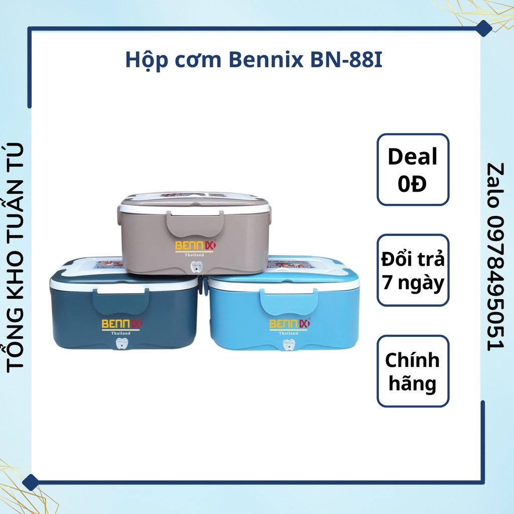Hộp cơm hâm nóng thức ăn Bennix BN-88I ruột inox 304 cắm điện - màu ngẫu nhiên