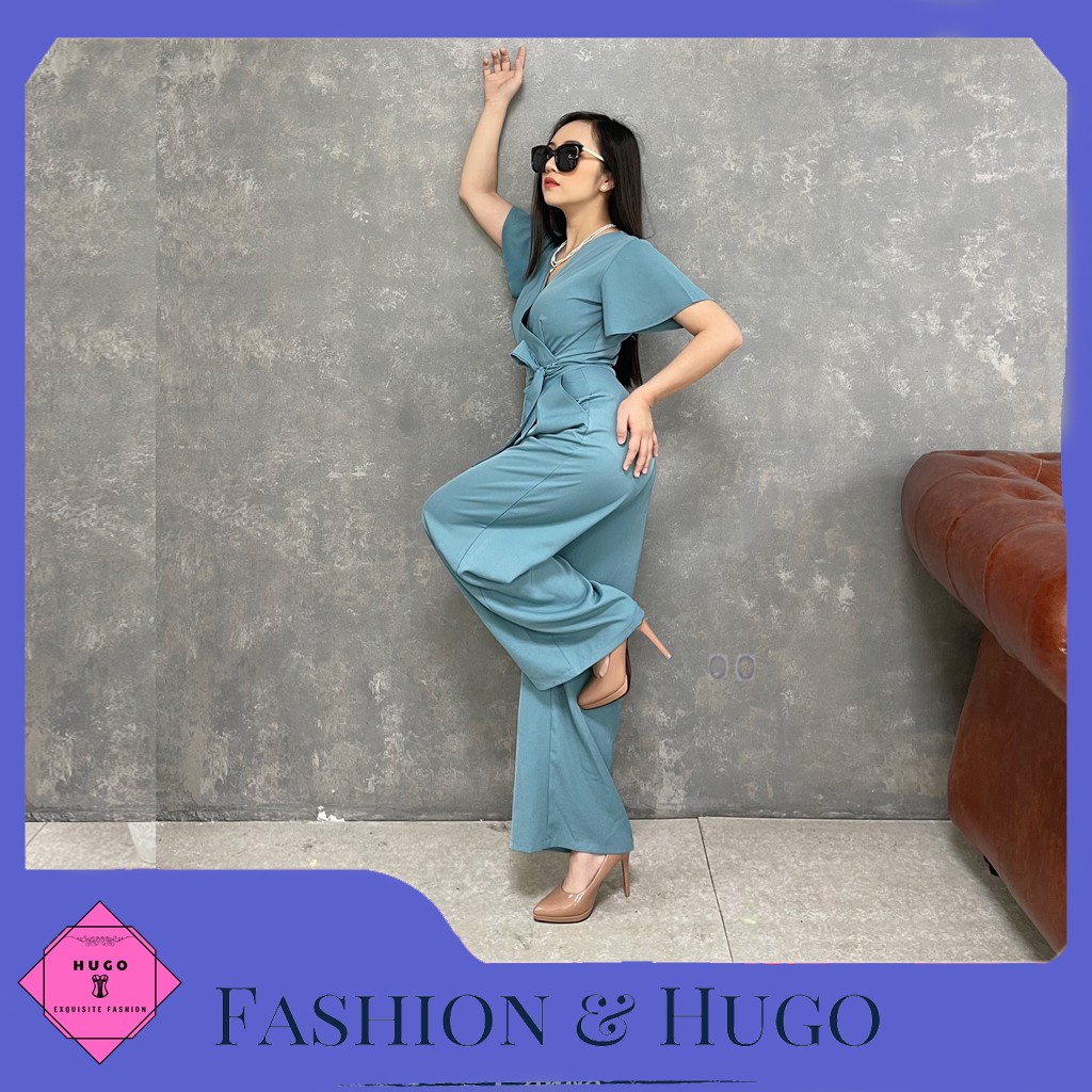 Bộ Thiết kế JUM áo liền quần, cổ áo chữ V sang chảnh ✦ Ống quần xuông mẫu HOT HIT siêu đẹp, siêu xịn ღ