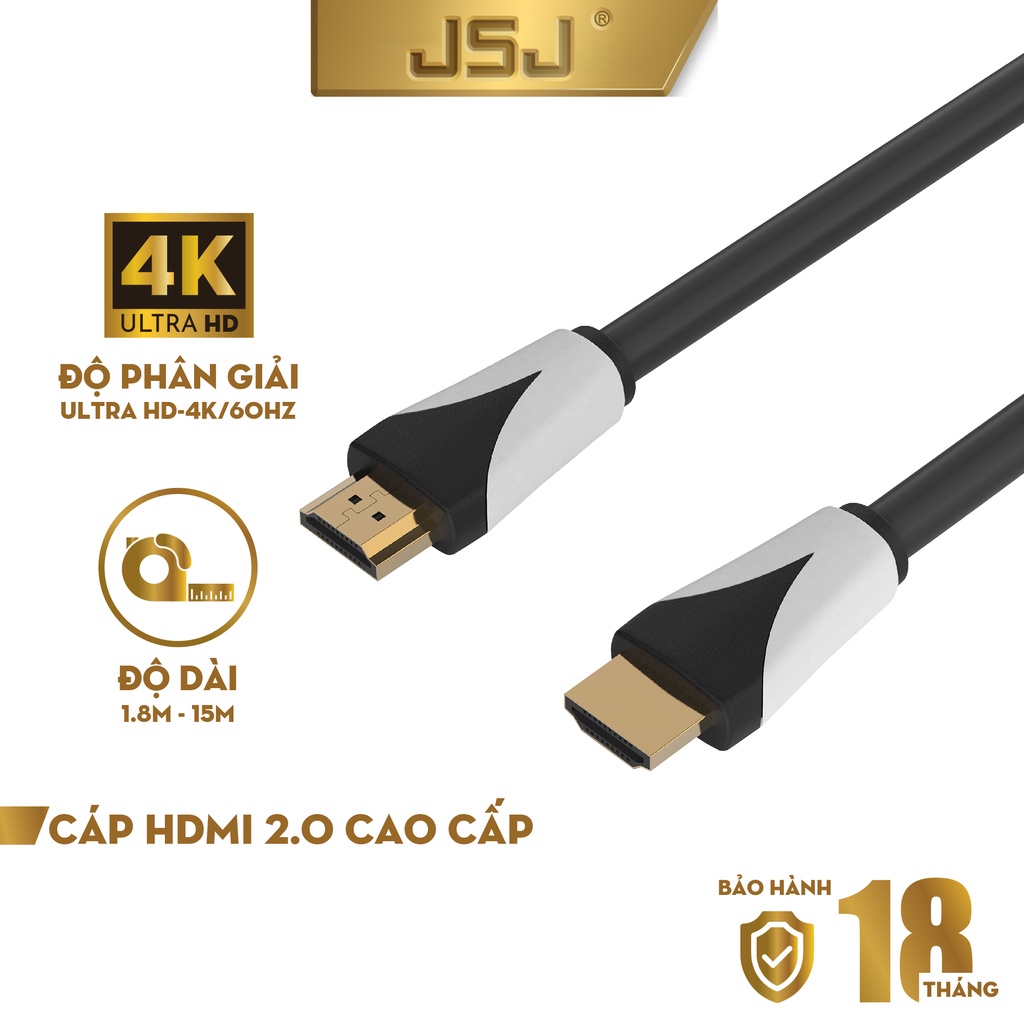 Dây HDMI 2.0 full HD JSJ JB-H400 dài 10 mét đến 15 mét cáp HDMI chất lượng hình ảnh sắc nét lên tới 4K hỗ trợ 3D IMAX