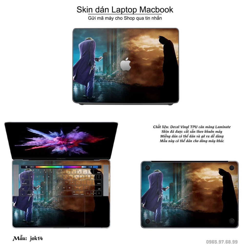 Skin dán Macbook mẫu Joker (đã cắt sẵn, inbox mã máy cho shop)