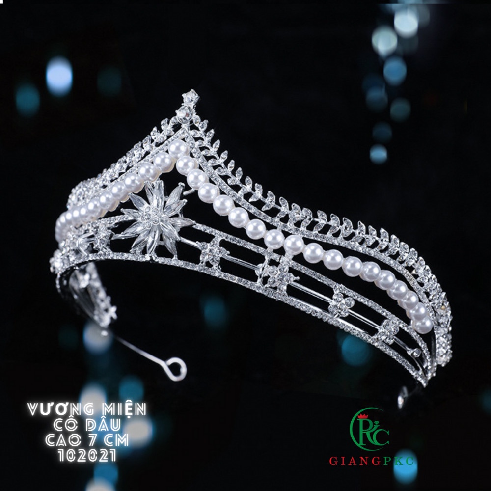 [HCM] Vương miện cô dâu 7cm đá hạt trai Giangpkc S221337 mẫu mới tháng 10-2021