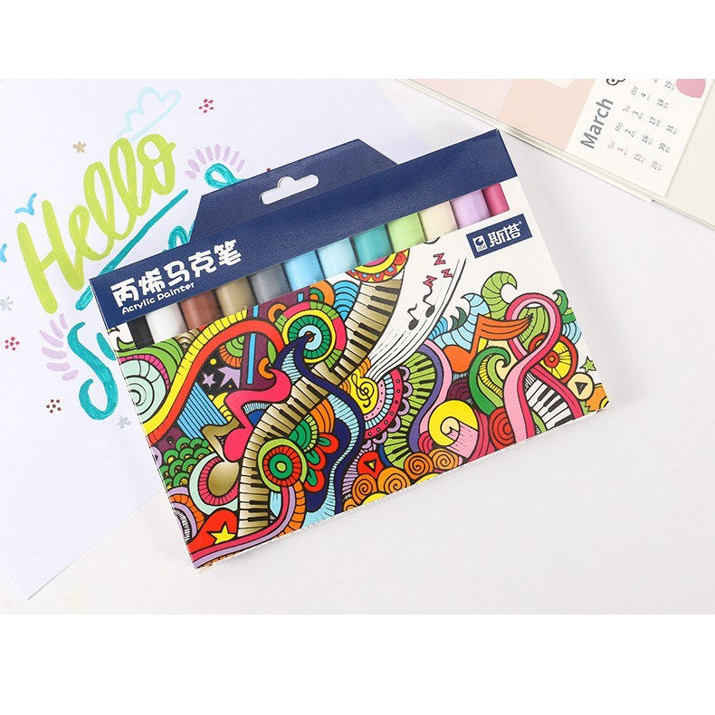 Bộ Bút Sơn Acrylic Painter STA 12 Màu , Vẽ Trên Mọi Chất Liệu