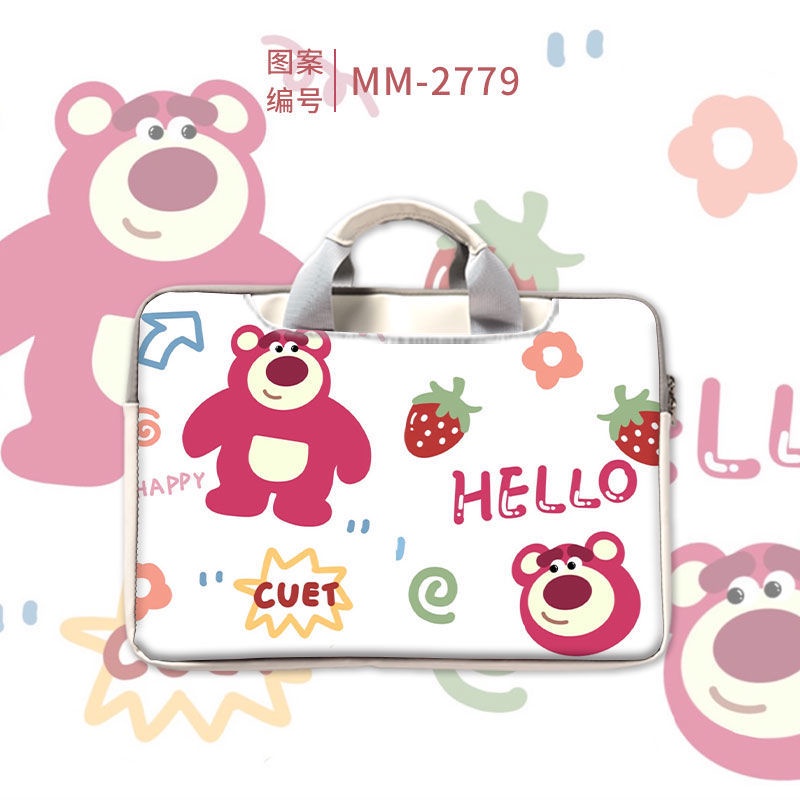 Túi Đựng Laptop Họa Tiết Gấu Dâu Tây Hoạt Hình Dễ Thương Cho Huawei Xiaomi Lenovo Dell