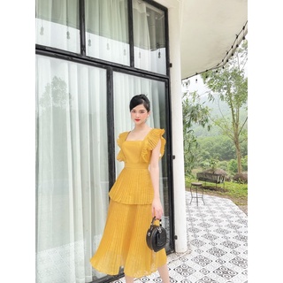 Váy maxi tầng xếp ly