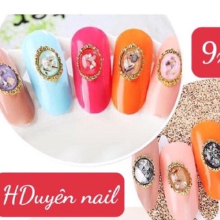 đá viền charm làm hoa bột, trang trí móng chân móng tay.