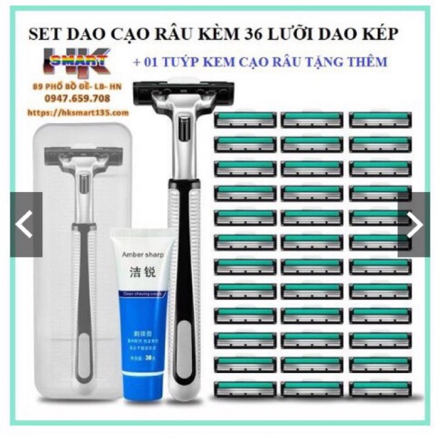 Sét dao cạo râu kèm 36 lưỡi dao kép + kem siêu hot