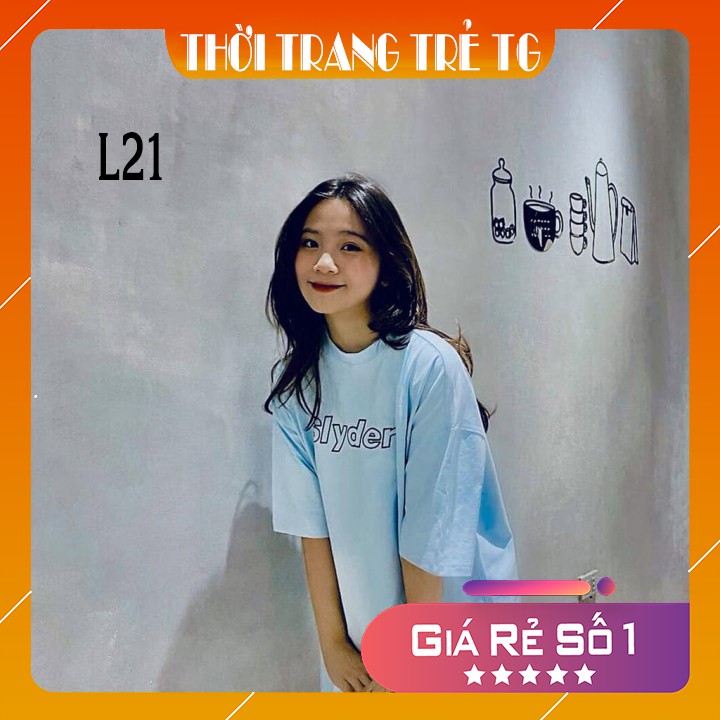 Áo thun 💕𝑭𝒓𝒆𝒆𝒔𝒉𝒊𝒑💕 Áo nữ tay lỡ freesize phông form rộng dáng Unisex L21, mặc lớp,nhóm,cặp in chữ SLYDER màu xanh dương