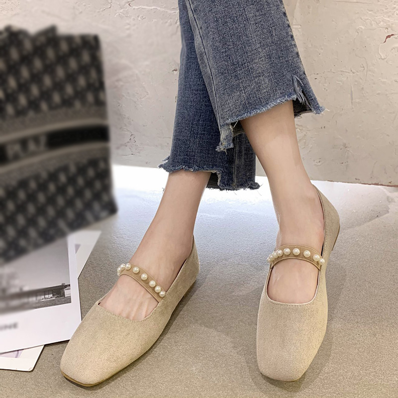 [ Mã 66CBSALE giảm 30K đơn 200K] Giày búp bê Mary Jane đế bệt phối ngọc trai phong cách cổ điển dành cho nữ | BigBuy360 - bigbuy360.vn