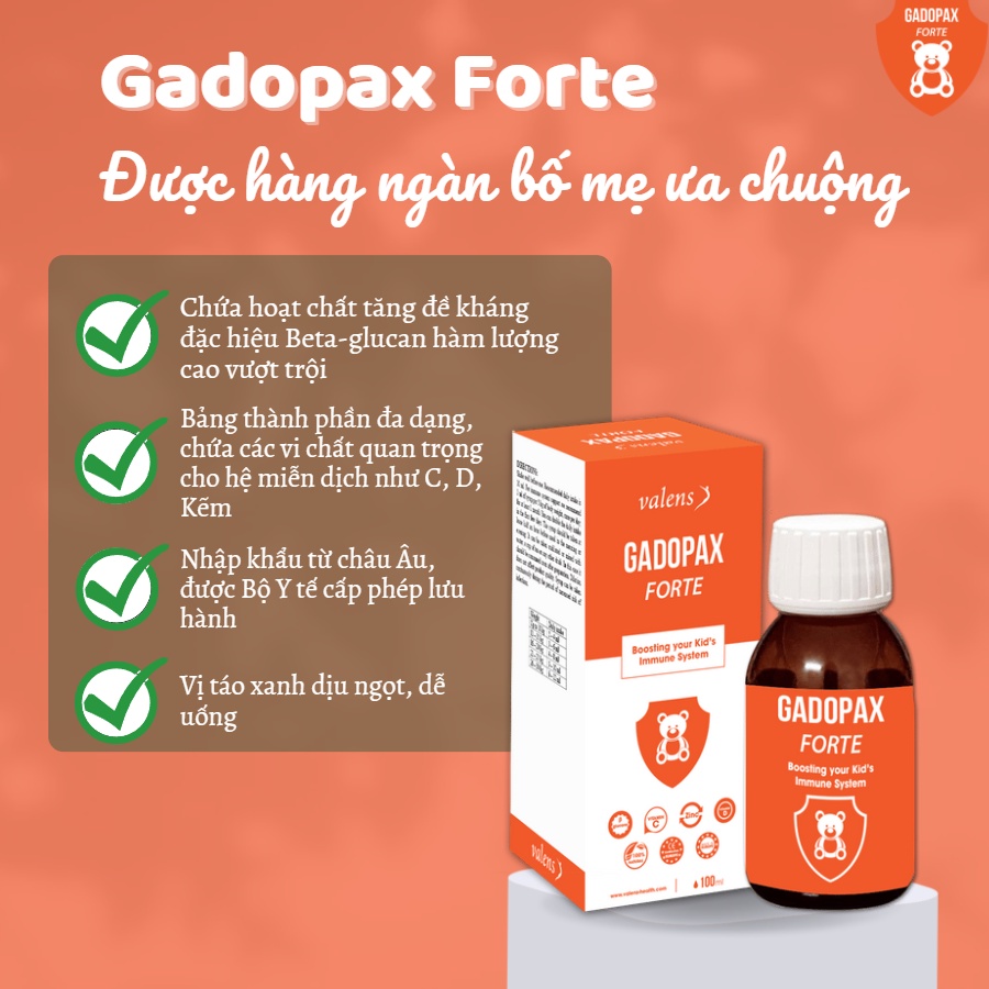 Siro tăng cường đề kháng cho bé Valens Gadopax Forte Syrup 100ml