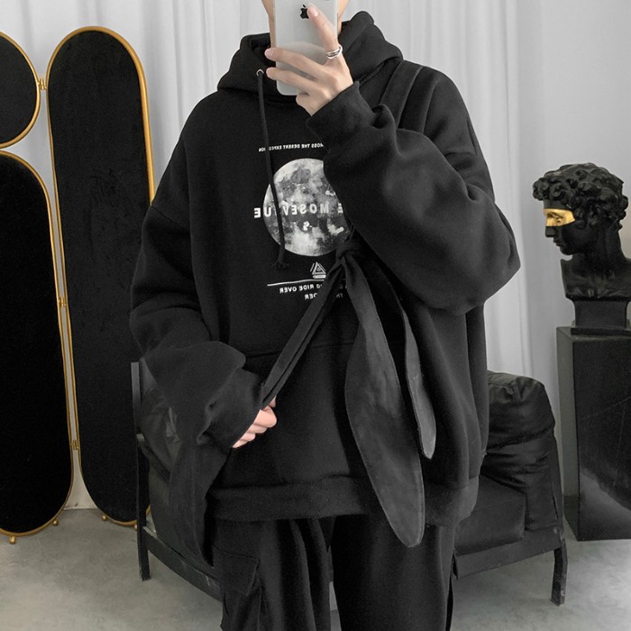 Áo hoodie tay dài dáng rộng in họa tiết thời trang cho nam