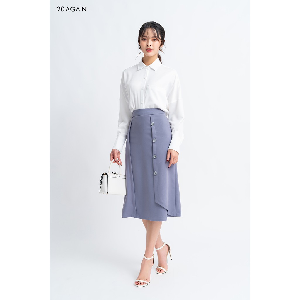 Chân váy midi tà bung đính cúc JDA0993 20 AGAIN | BigBuy360 - bigbuy360.vn