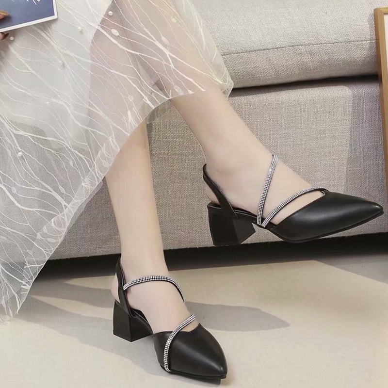 Giày Cao Gót Mũi Nhọn Đính Đá Thời Trang Cho Nữ