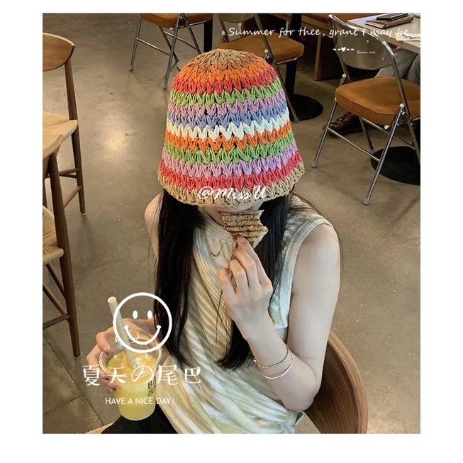 Nón Tai Bèo Đan Cói Nhiều Màu Sắc Chống Nắng Thời Trang Mùa Hè Cho Nữ