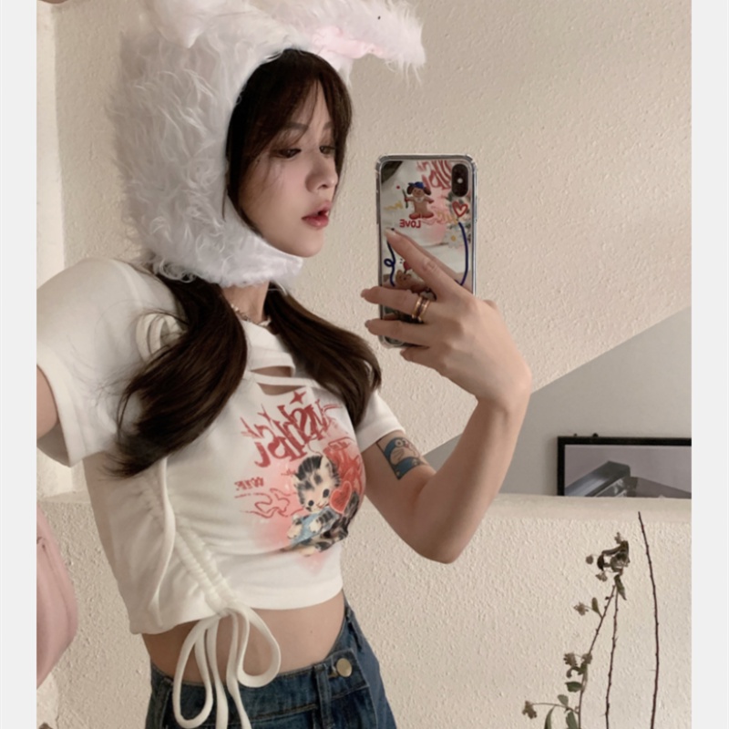 Áo Thun Tay Ngắn Dáng Ôm Dễ Thương Thời Trang Mùa Hè Cho Nữ