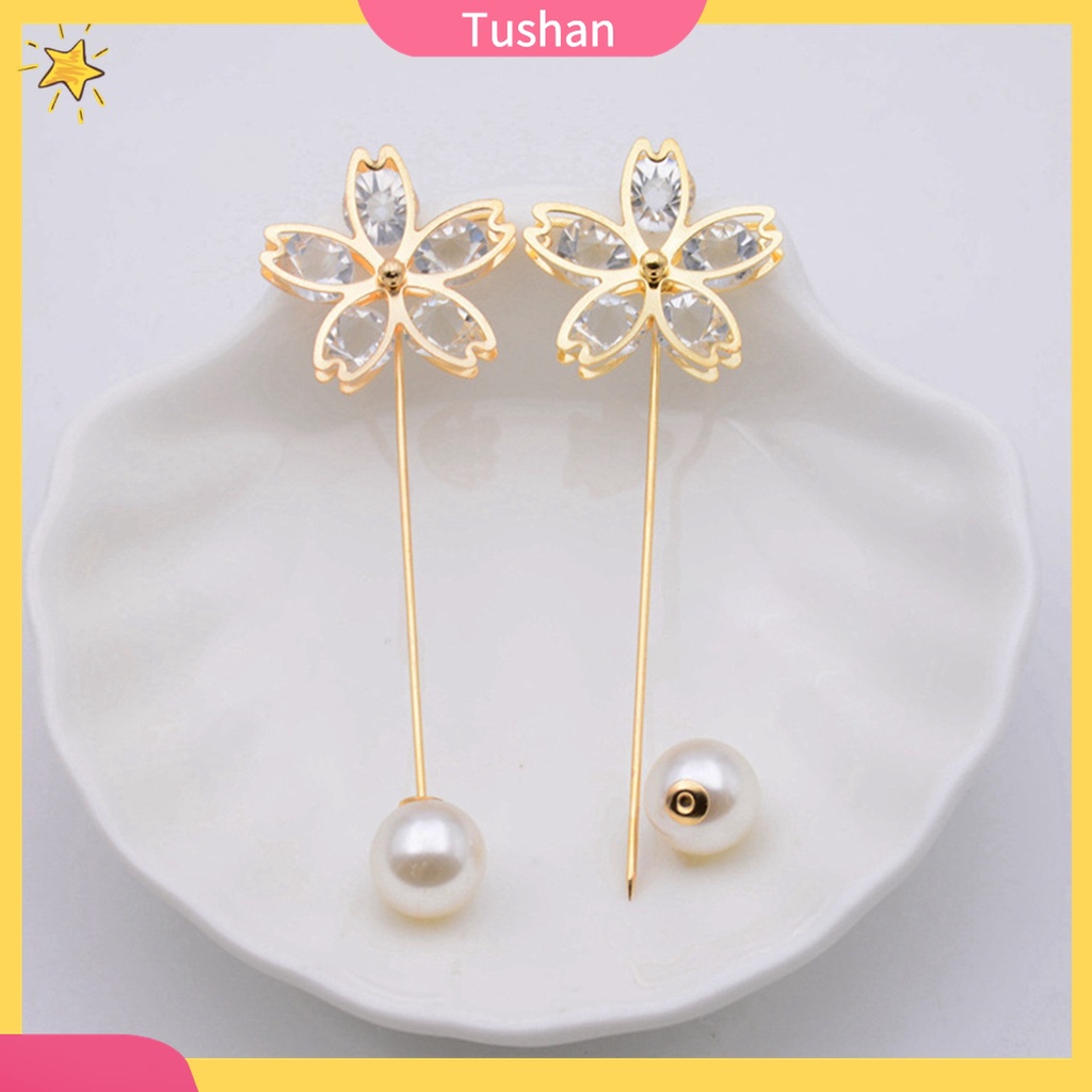 Ghim Cài Áo Hình Bông Hoa Đính Đá Và Ngọc Trai Nhân Tạo Thời Trang