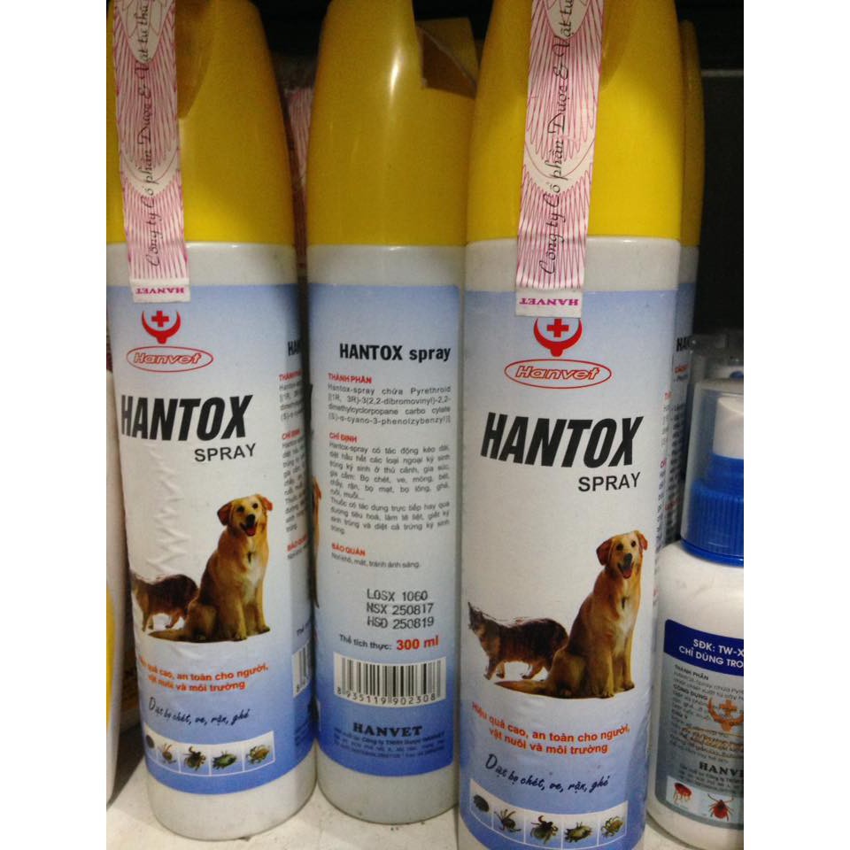 Xịt Hantox Spray diệt bọ chét ve chấy rận ghẻ chó mèo 300ml - diệt các loại bọ trên gia súc gia cầm