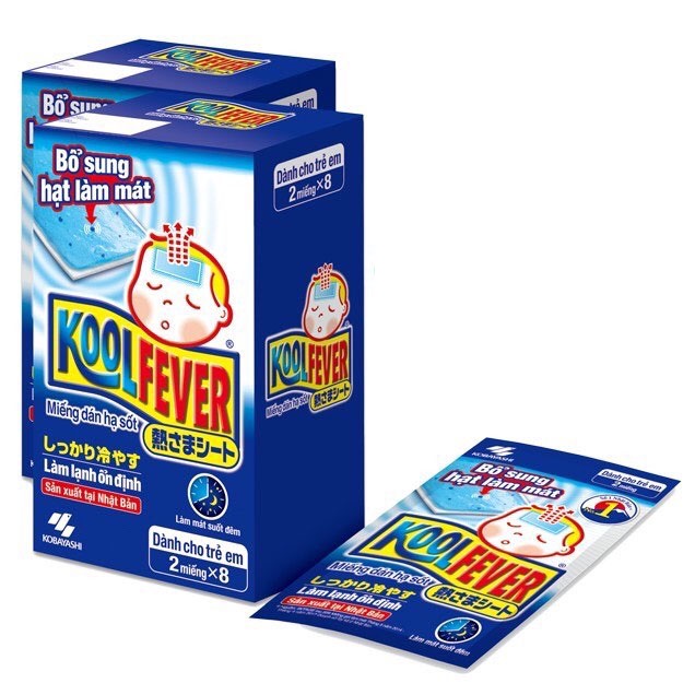 Miếng dán hạ sốt Koolfever( hộp 8 gói, 1 gói 2 miếng) [NHẬT BẢN]