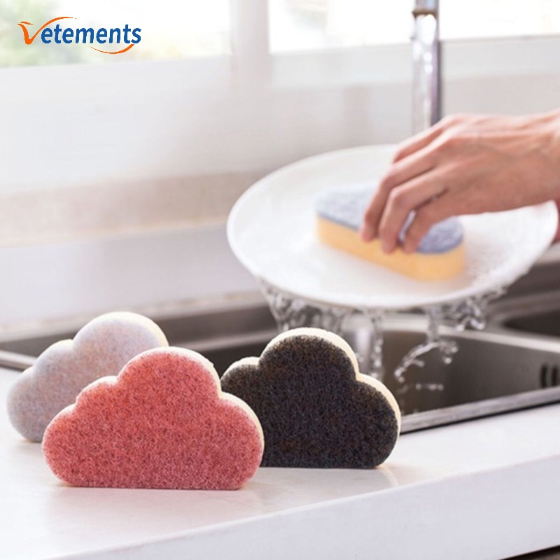 Miếng Bọt Biển Hai Lớp Hình Đám Mây Đa Chức Năng Để Chà Rửa Chén Dĩa