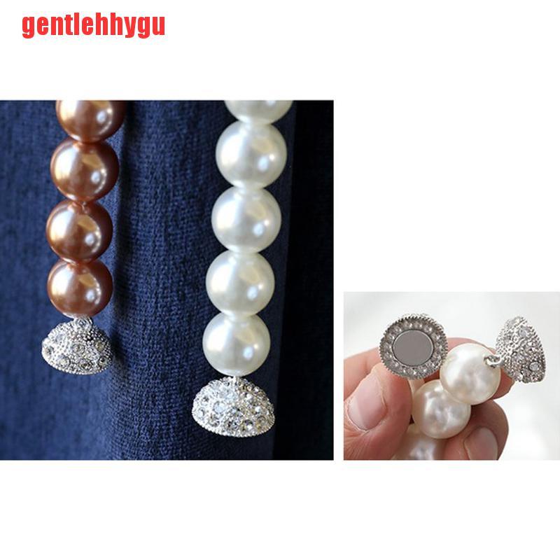 [gentlehhygu]2pcs ABS Pearl Curtain Bandage Tieback With Magnet Decorative Curtain Buckle