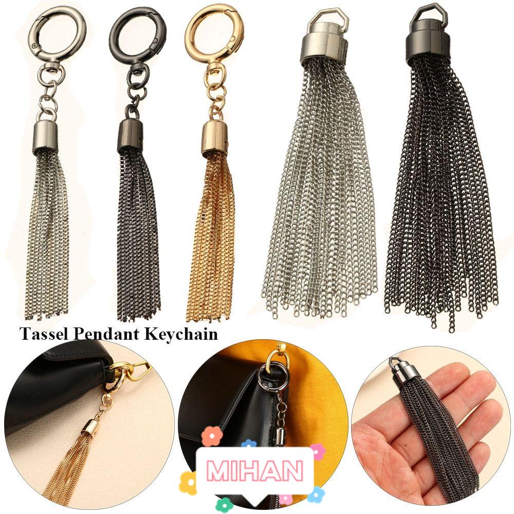 MIHAN1 High Quality Tassel Pendant Keychain DIY Tassels Pendant Shoulder Bag Tassel Handbag Decoration Fashion Metal Buckle 3 Colors Purse Hardware Accessories/Multicolor