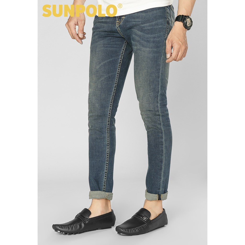 Giày Lười Nam Da Bò SUNPOLO Đen - SU7542D