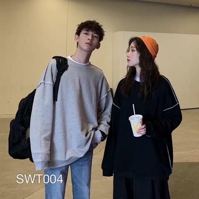 SWT004 - ÁO SWEATER PHỐI CỔ TRẮNG VN CLO unisex