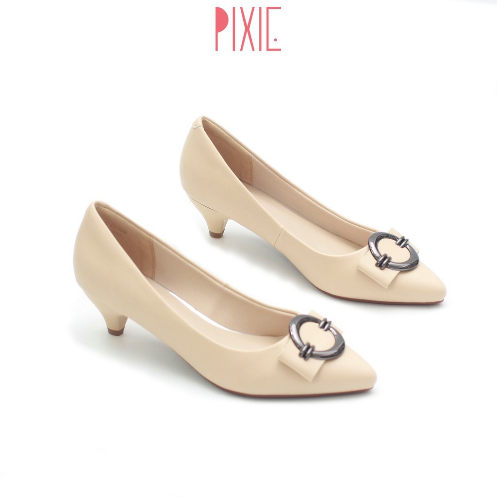 Giày Cao Gót 3cm Gắn Khoá Tròn Pixie X590