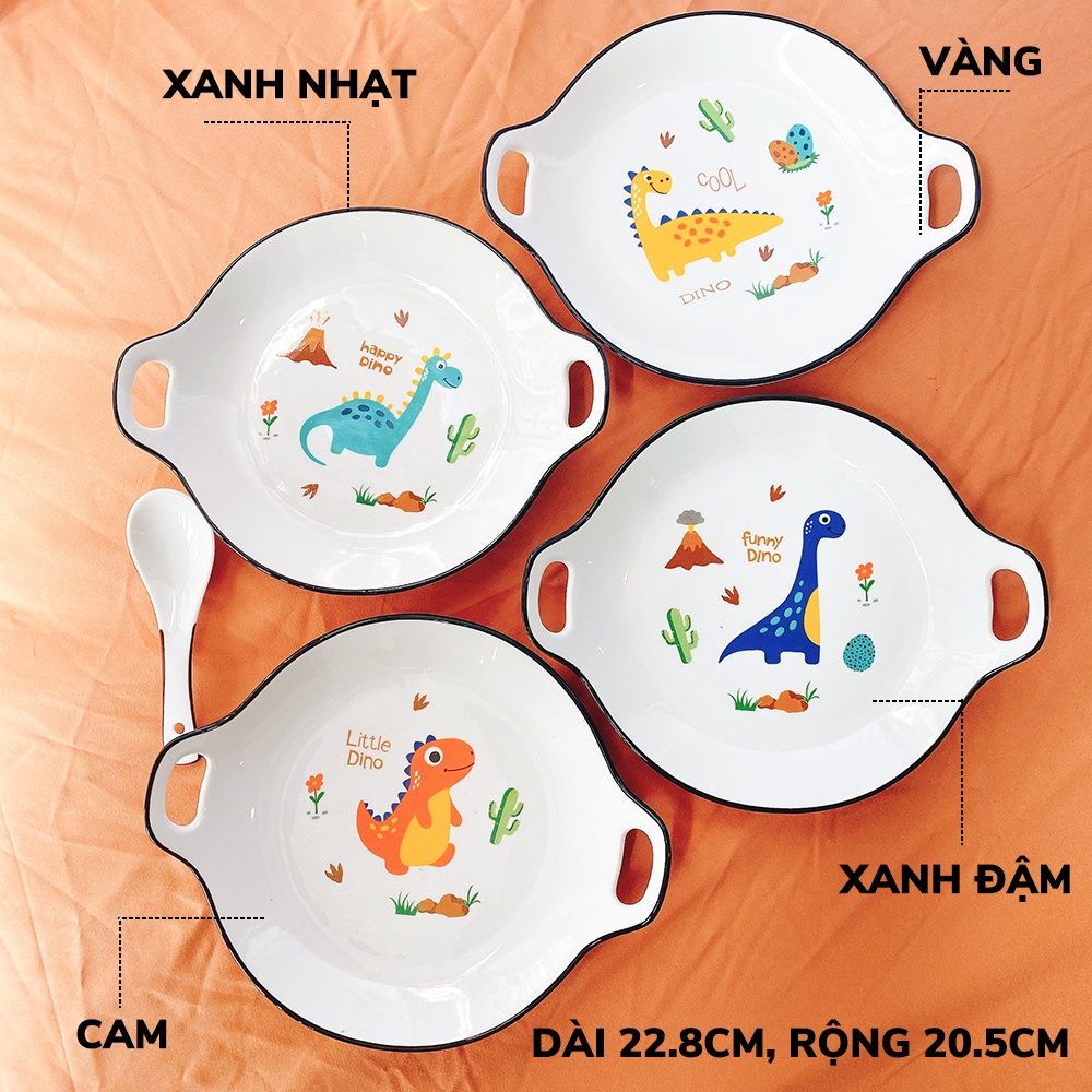 Đĩa sứ đẹp nhiều hình dáng họa tiết Khủng Long đáng yêu - VS304